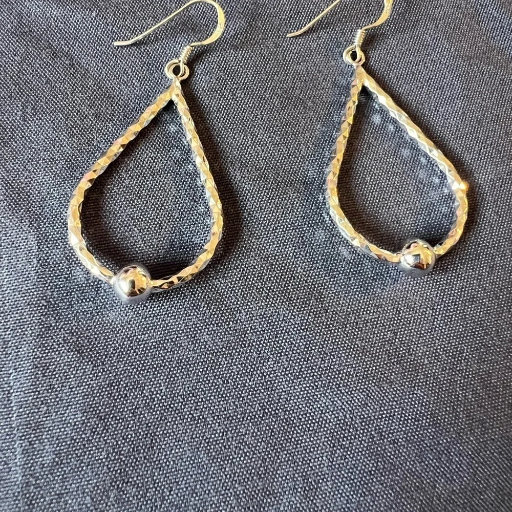 Silver Teardrop Earrings with Intricate Design